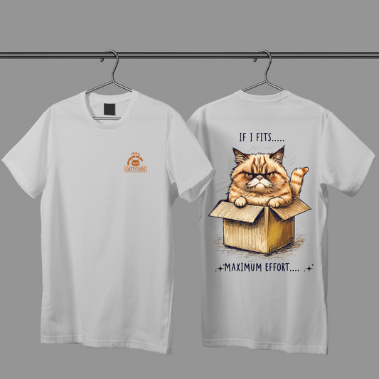 Cattitude Series™ Tee – “If I Fits” Limited Edition (Back Print) Premium Grumpy Cat Graphic Tee with Chest Logo