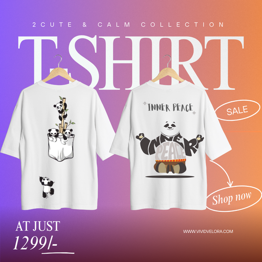 Panda Peace Pack – 2 Cute Tees for Just ₹1299